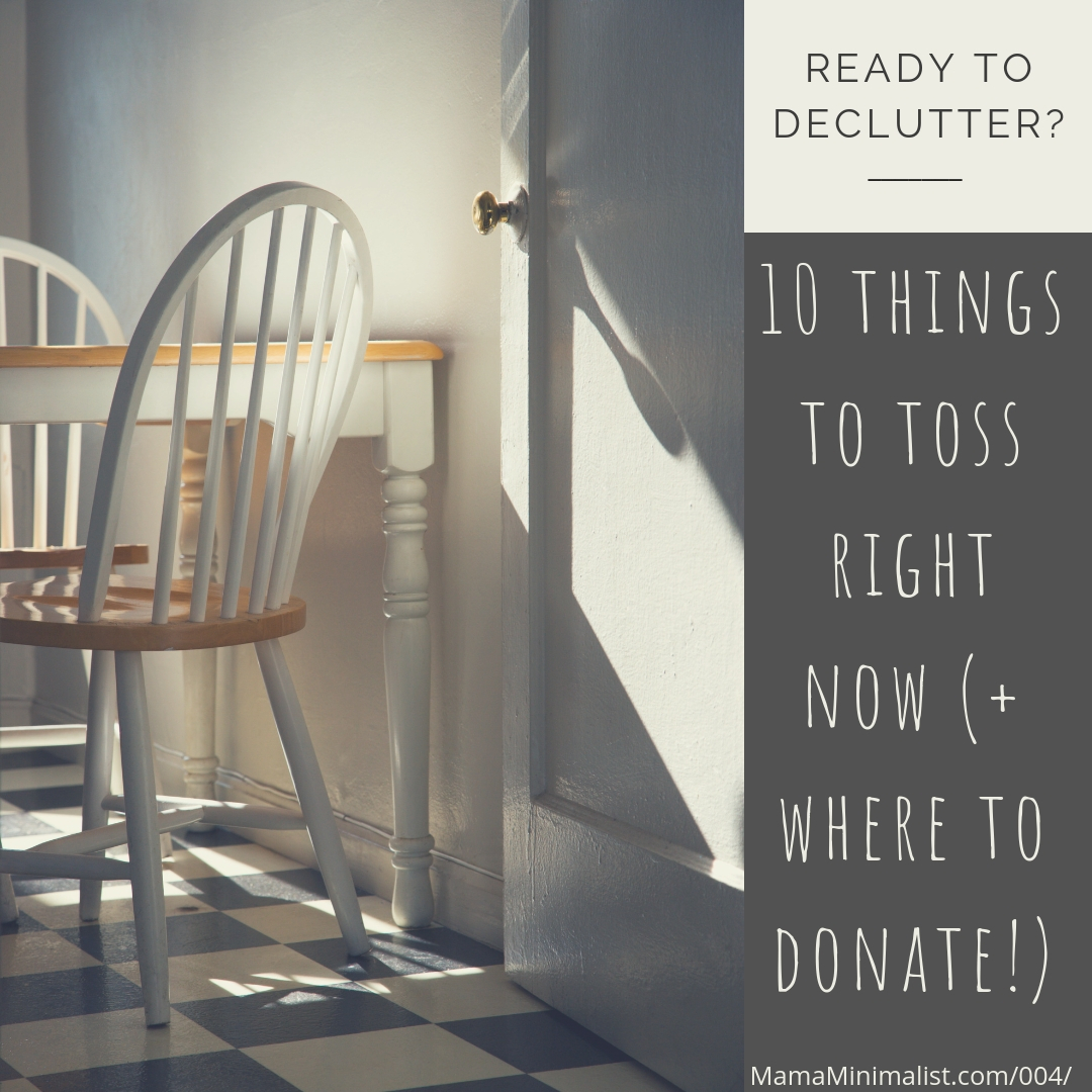 Declutter, minimize + donate these ten items, with reputable charities included.