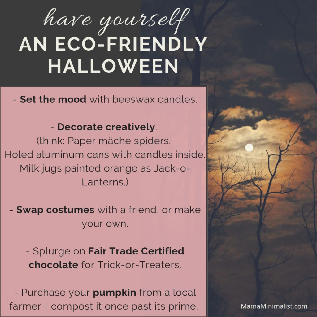 Eco-friendly Halloweens are possible, and the secret lies in up cycling, repurposing + flexing your purchasing power. Inside: 6 easy ways to celebrate Halloween the eco-friendly way.